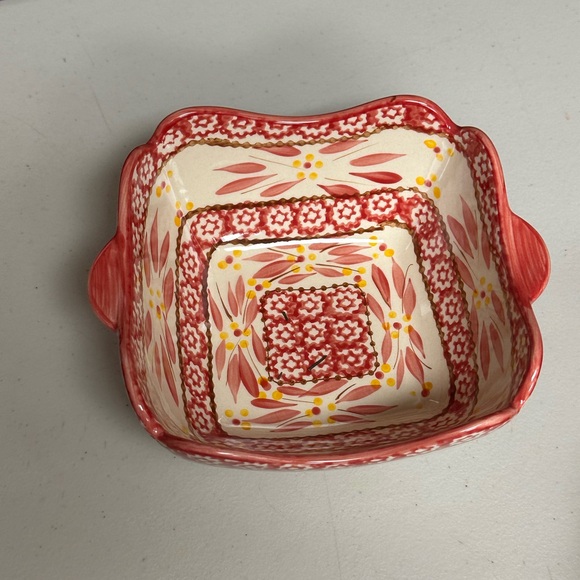 Temptations Old World Hand-Painted Floral Ceramic Bowl - Red and White - Picture 7 of 13